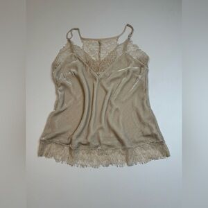 GOLD HAWK Velvet Cami Cappuccino Sz XS Lace Trim Silk Viscose